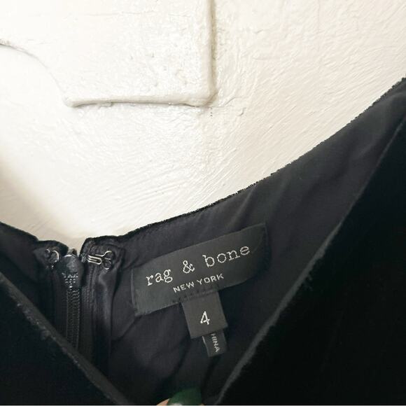 Rag & Bone Jamie Black Velvet V-Neckline Straight-Leg Tie Waist Jumpsuit Size 4 - Picture 4 of 12